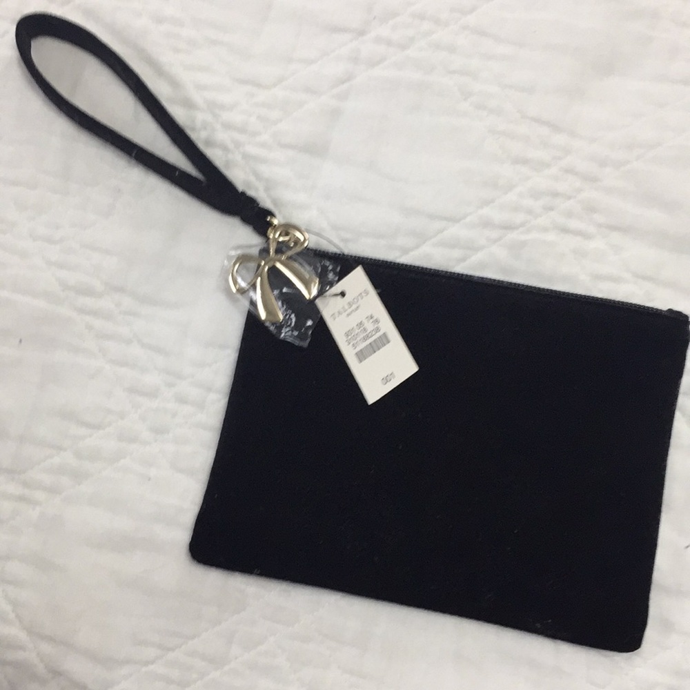 NWT Talbots black velvet wristlet